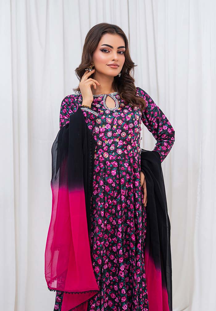 Midnight Blossom Silk Maxi